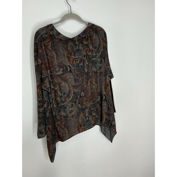 Soft Surroundings Sweater Womens Medium Gray Oversized Floral Tunic Lightweight - Picture 4 of 5